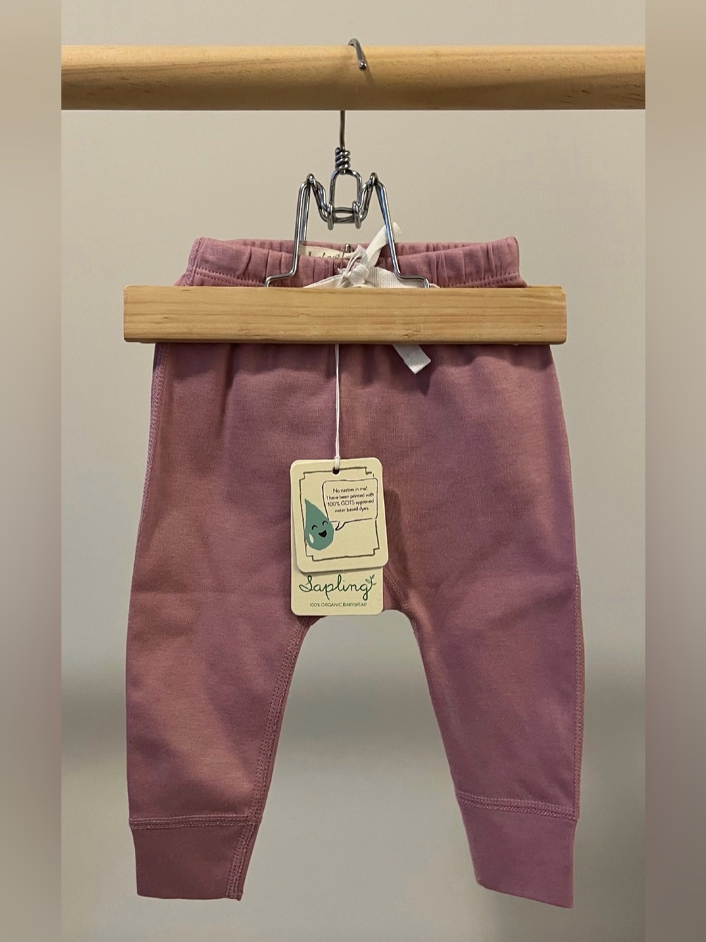 Sapling Organic Baby Mauve Heart Bottom Organic Cotton Leggings 3-6M